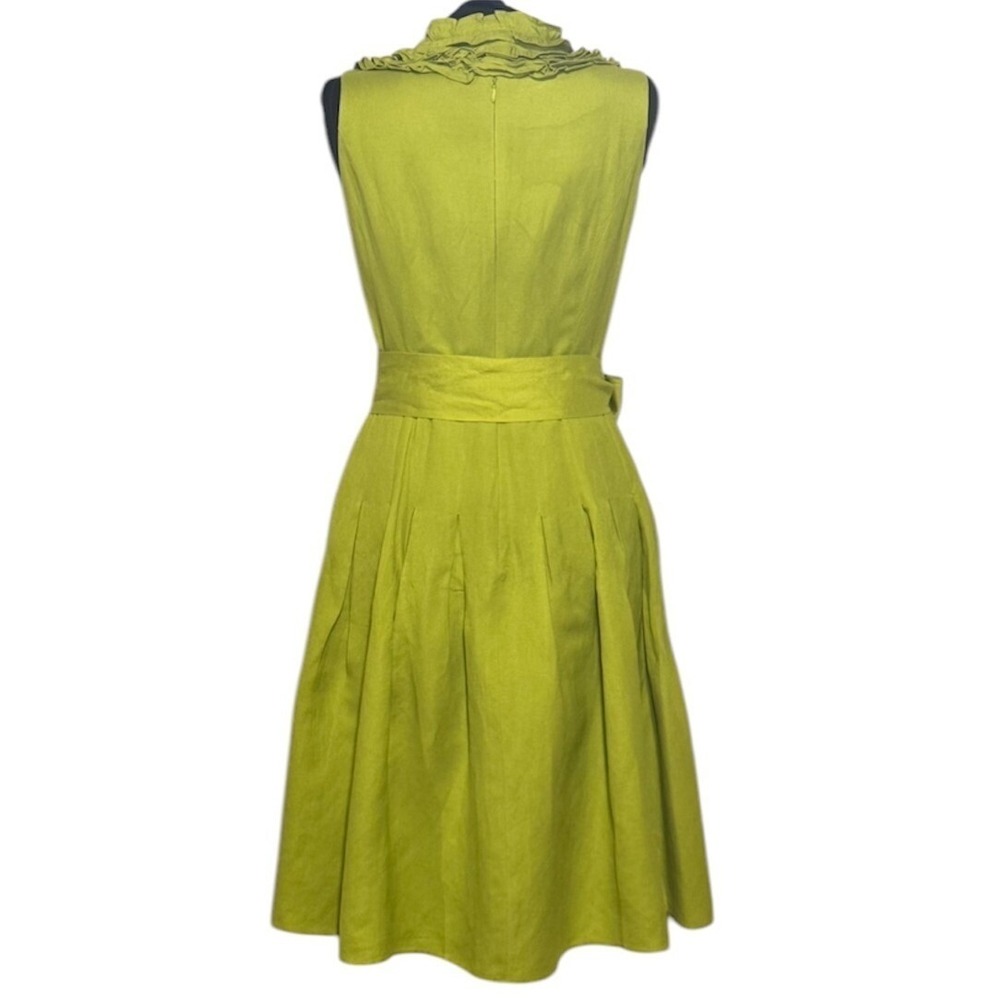 Willow Glenn Green Linen Blend Ruffle Party Dress Sleeveless Fit & Flare Size 8‎ - Picture 4 of 7